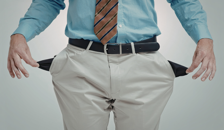 man with empty pockets