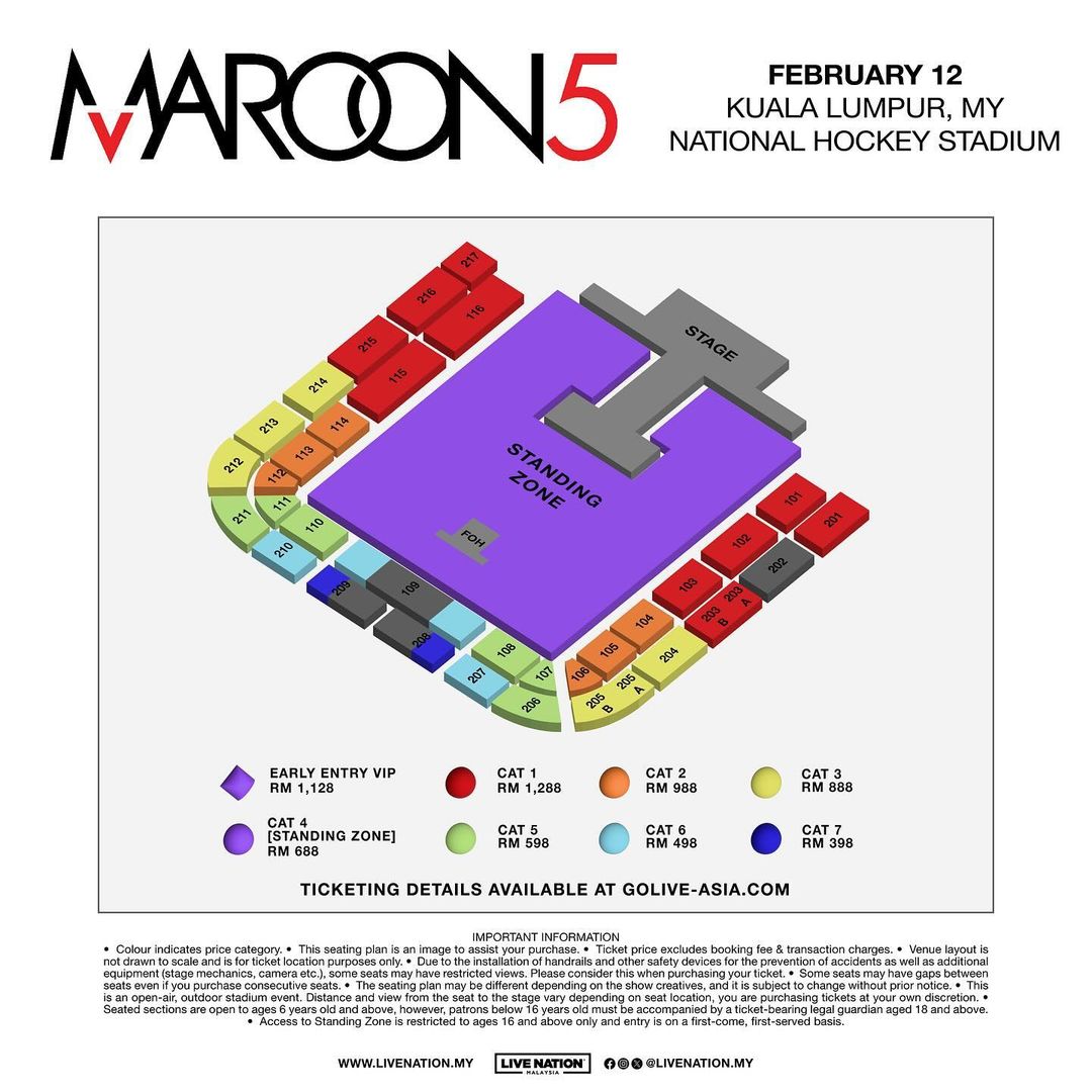 Maroon 5 ticket price list