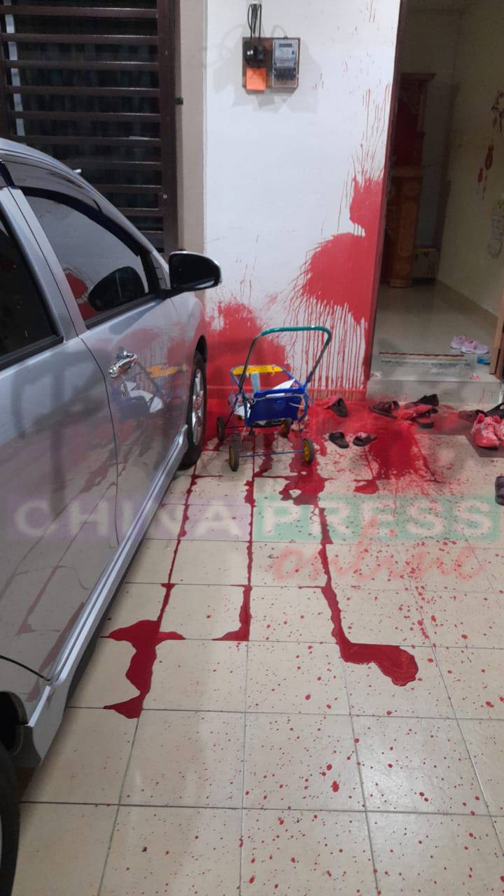 Ma's home damaged by red paint in Taiping