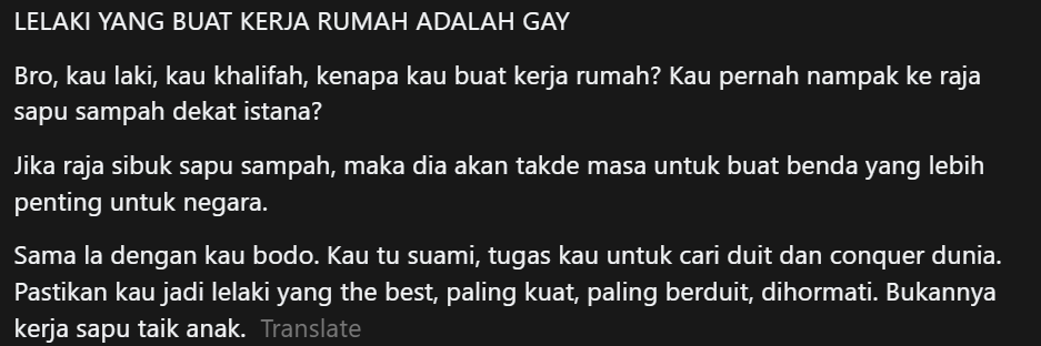 Men who do housework is gay