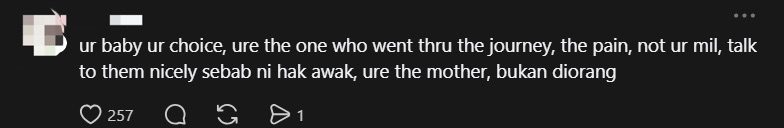 '9 Months For This?' — M'sian Woman Annoyed By MIL Insisting On Naming Her Unborn Child comment 2