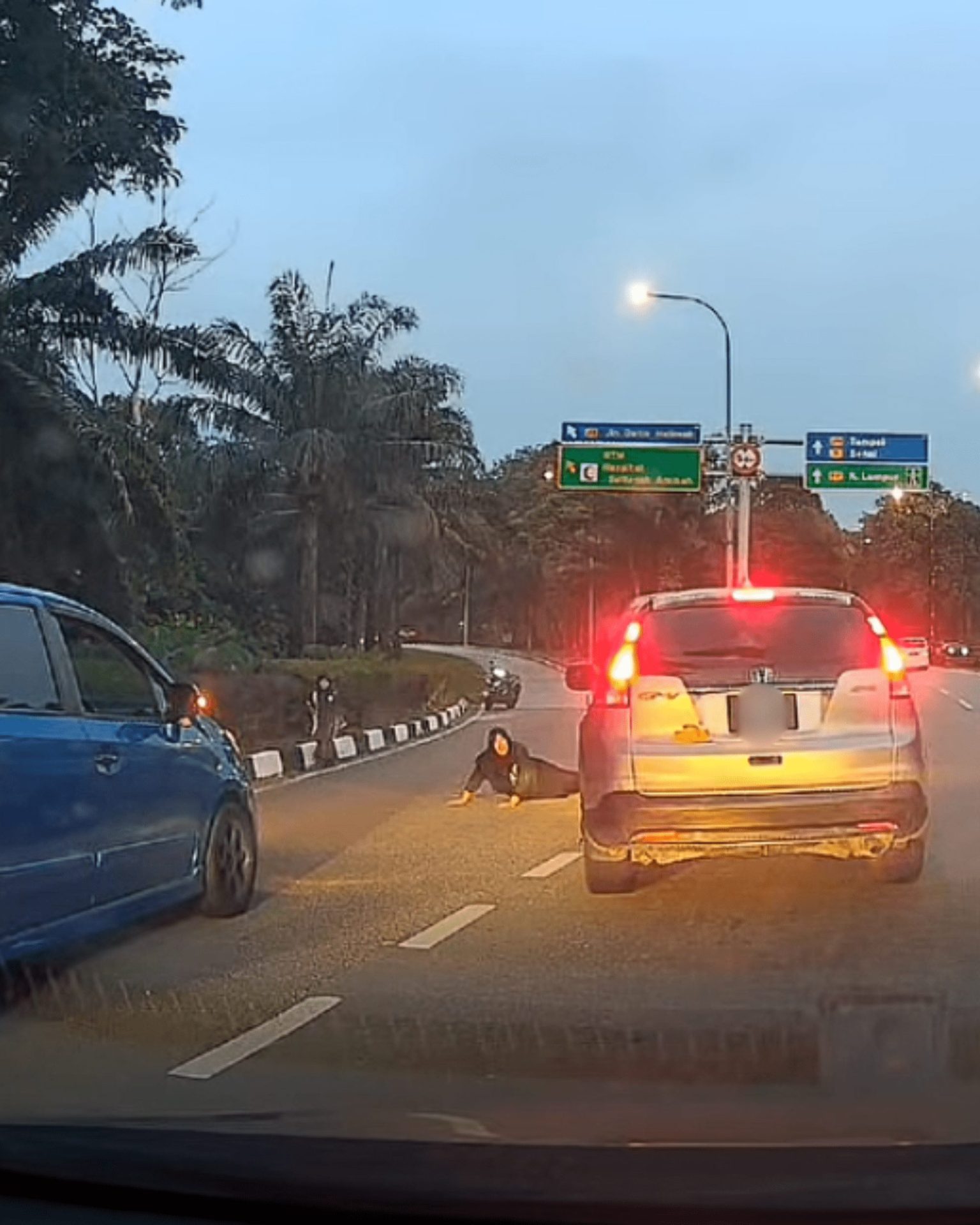 Mom fell down on the road