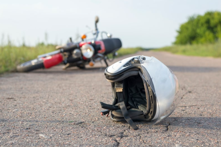 Motorcycle and a helmet