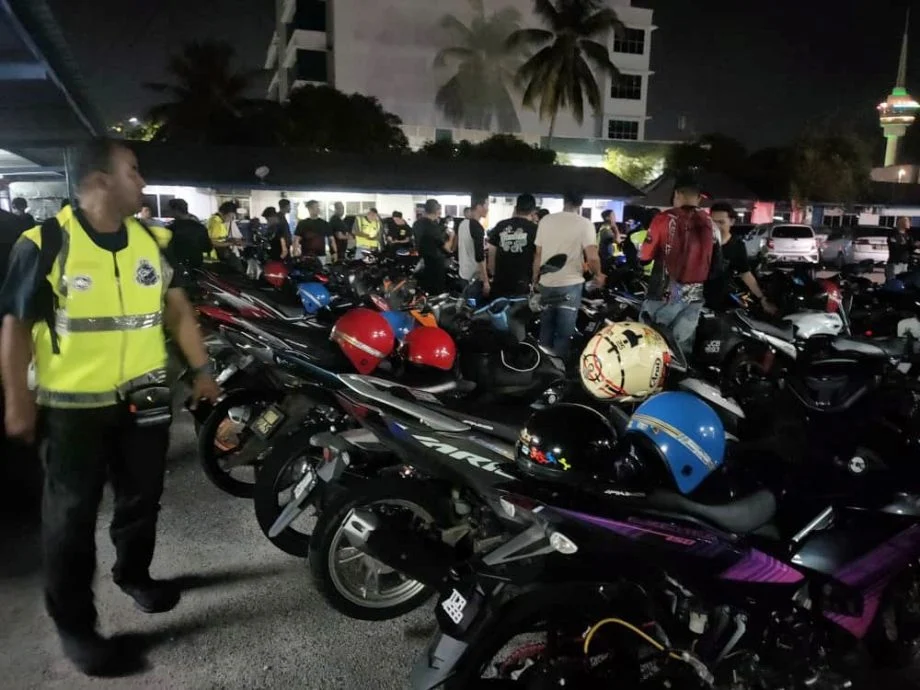 Motorcycles being brought to police station in kuantan