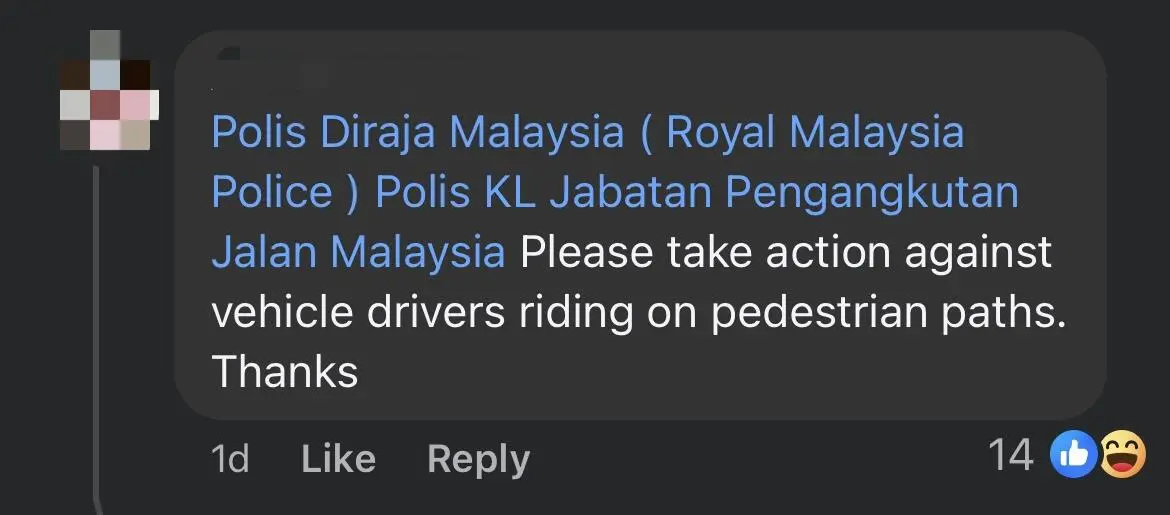 'Is This Normal?' - Tourist Asks Why Motorbikes Use Pedestrian Walkways In KL, Claims He Almost Got Hit comment 2