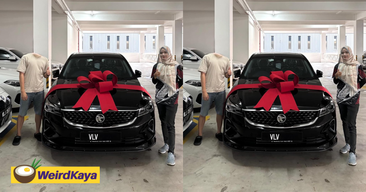 M'sian asked to cover his face for new car photo, salesperson literally cuts it off, leaves netizens in stitches | weirdkaya
