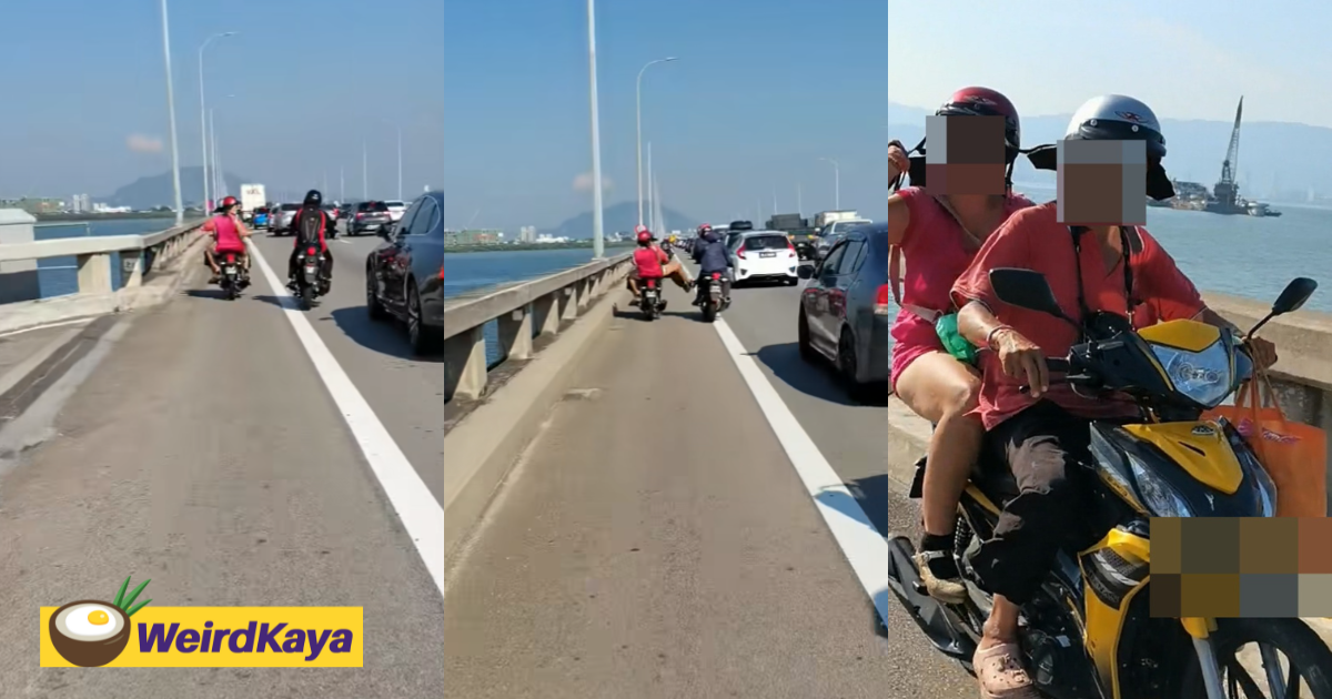 M'sian couple seen kicking and throwing sand at motorcyclists along the penang bridge | weirdkaya