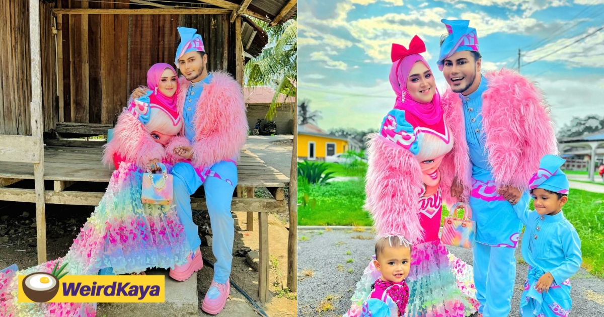 M'sian couple spends rm90,000 on barbie-themed raya outfits | weirdkaya