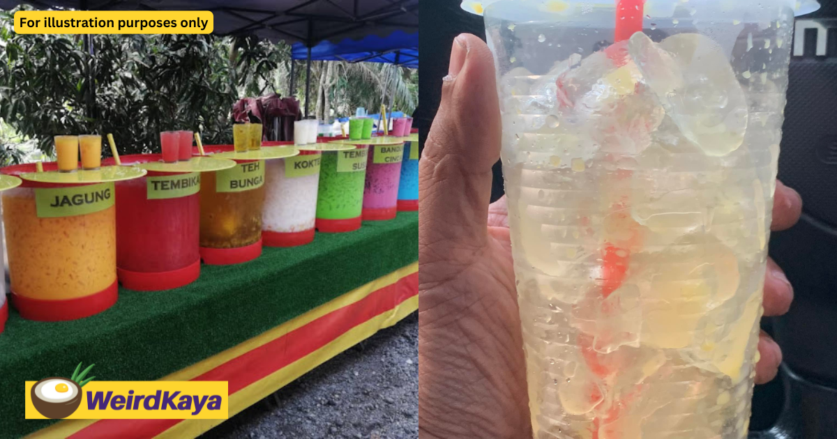 M'sian customer disappointed after rm4 drink at night market filled with ice, only lasts 3 sips | weirdkaya