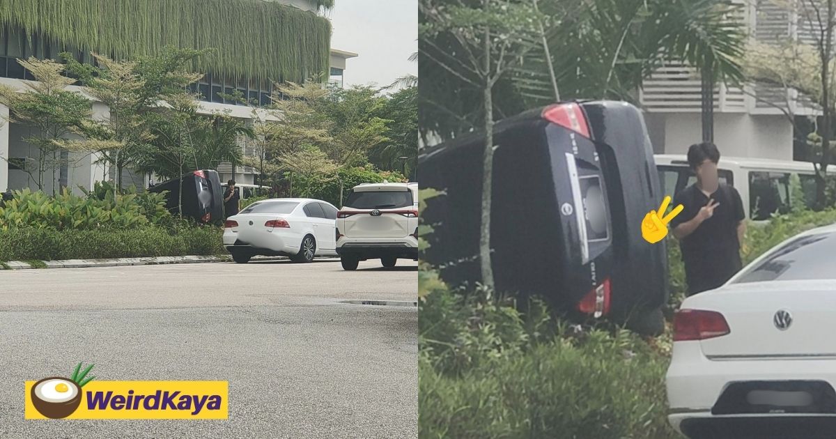 M'sian driver flashes 'victory' hand sign despite having car flipped over in jb | weirdkaya