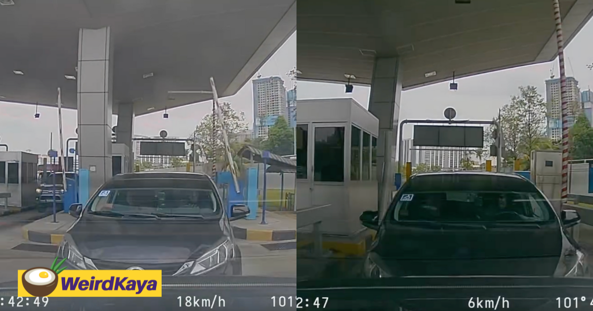 M'sian driver with oku sticker tries to skip toll fees by tailgating car in front | weirdkaya