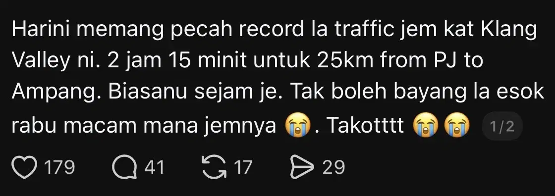 M’sian Drivers Wonder What The Heck's Going On Over 2-Hour Drive From PJ To Ampang