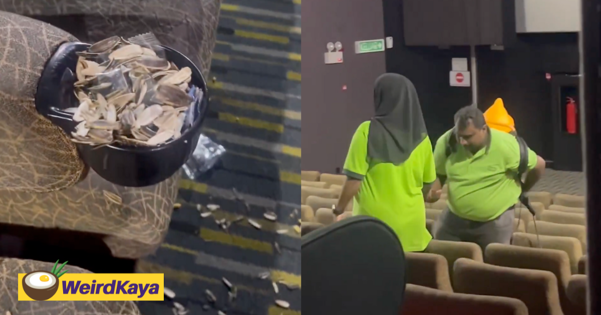 M'sian family causes huge mess by dumping kuaci seeds all over cinema floor | weirdkaya