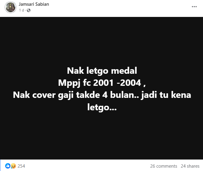 M'sian football legend jamsari sabian auctions medals for rm30k after he wasn't paid a salary for months