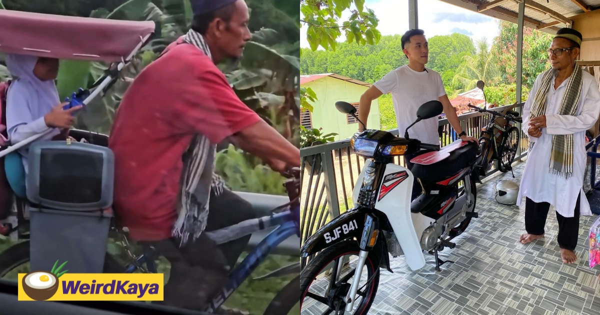 M'sian gifts 69yo man a new motorbike after he spent years sending his kid to school on bicycle | weirdkaya