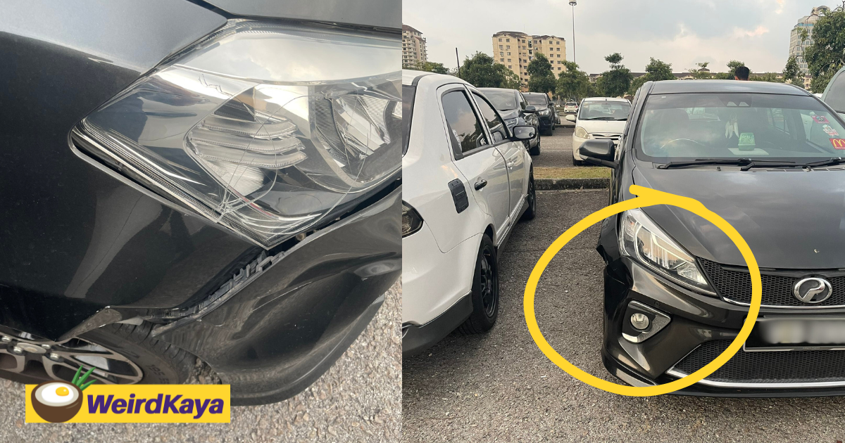M'sian goes to bazaar for only 15 mins, discovers her myvi was struck by hit-and-run | weirdkaya