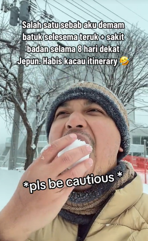 'never again' — m'sian man falls terribly ill after eating snow during japan trip | weirdkaya