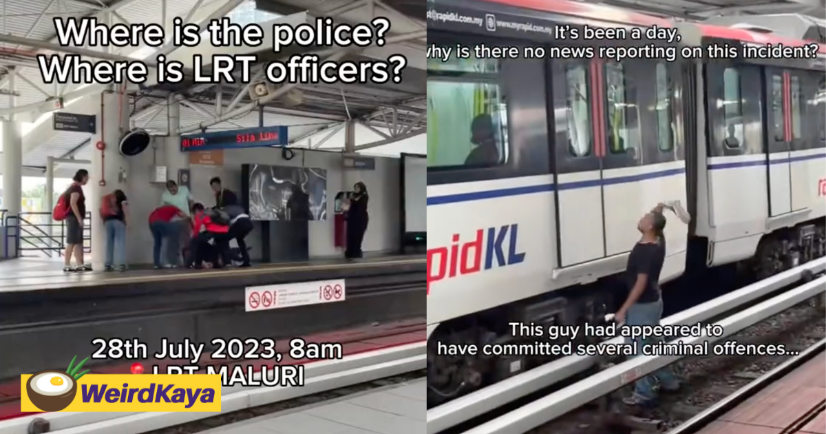 [update] m'sian man grabs woman from behind before jumping onto railway and hitting lrt train at maluri station | weirdkaya