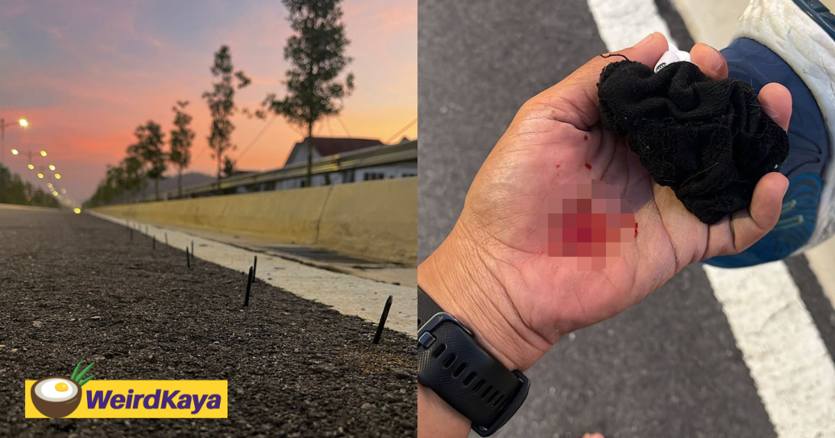 M'sian man injured after stepping on nails placed by roadside while jogging  | weirdkaya