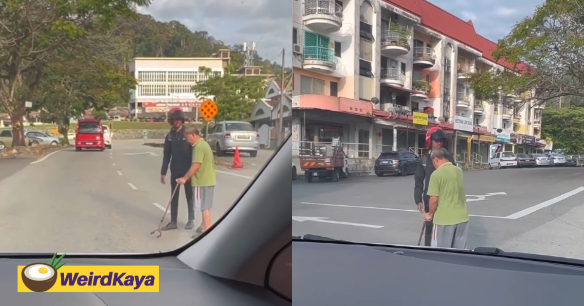 M'sian man seen helping old man cross the road, gets praised by netizens for his kindness | weirdkaya
