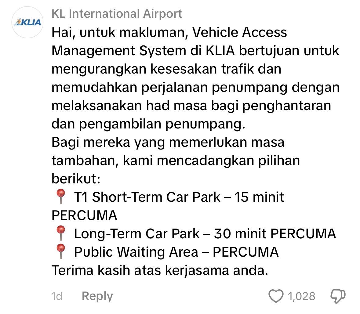 M'sian Man Slams RM100 Charge For 34-Minute Drop-Off At KLIA, Management Explains It Is A Penalty