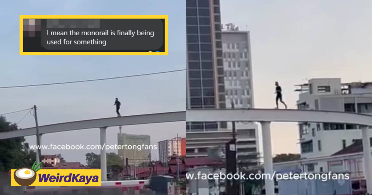 M'sian man spotted taking a jog on abandoned monorail tracks in melaka | weirdkaya