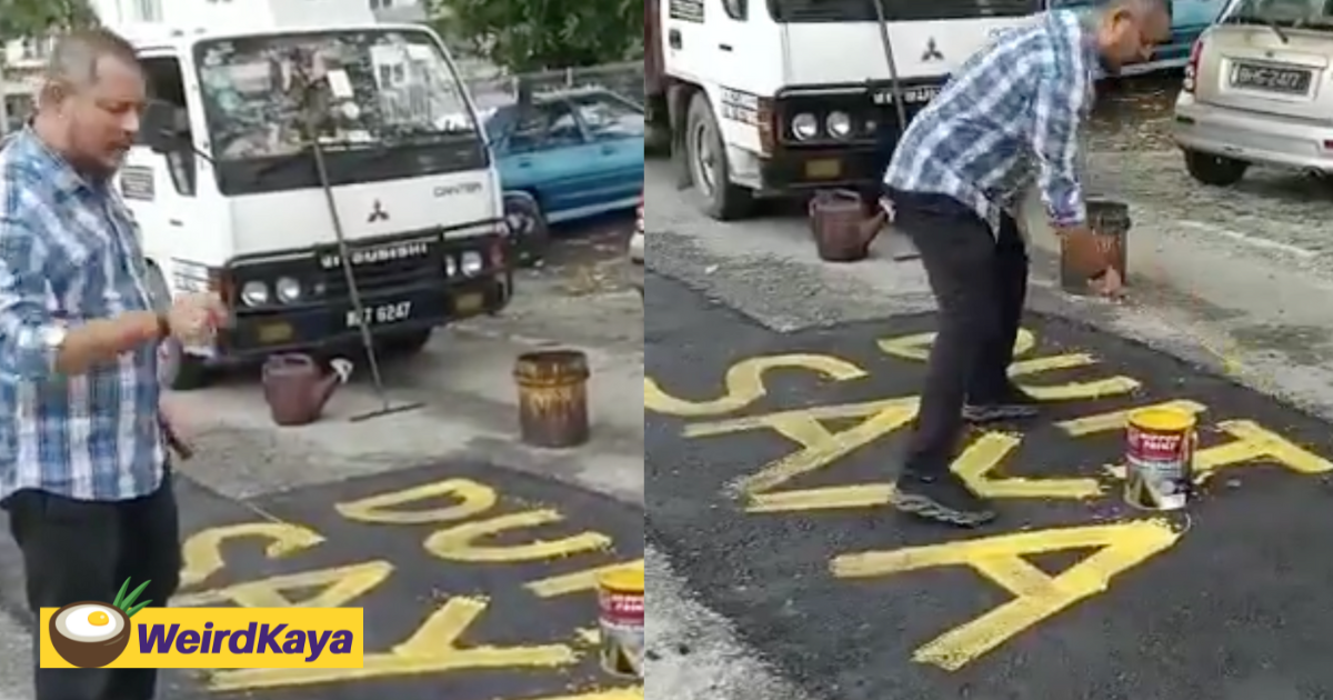 M'sian man uses his own money to fix potholes in klang, writes 'my money' to stop yb from taking credit  | weirdkaya
