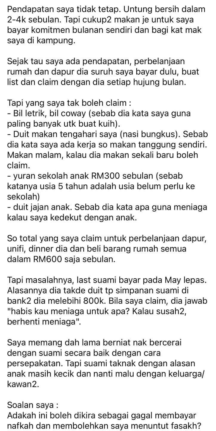 M'sian man who earns rm8k monthly stops wife from working & asks her to find ways to pay her own expenses | weirdkaya