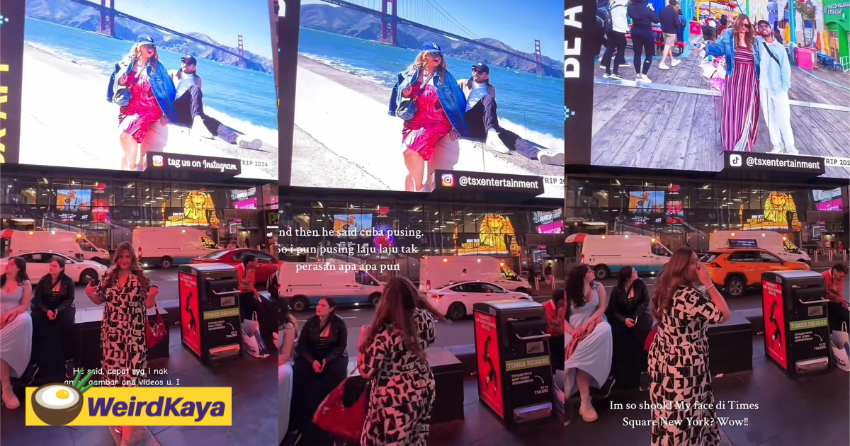 M'sian man wows wife by posting their photos on times square billboard in nyc | weirdkaya