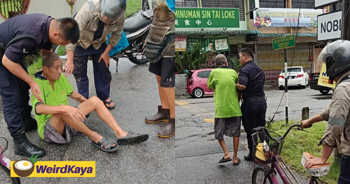 M’sian policeman praised for helping uncle who fell off his bicycle in taiping  | weirdkaya