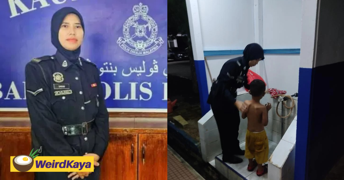 M'sian policewoman praised for giving detainee's son a shower & taking care of him like her own child | weirdkaya
