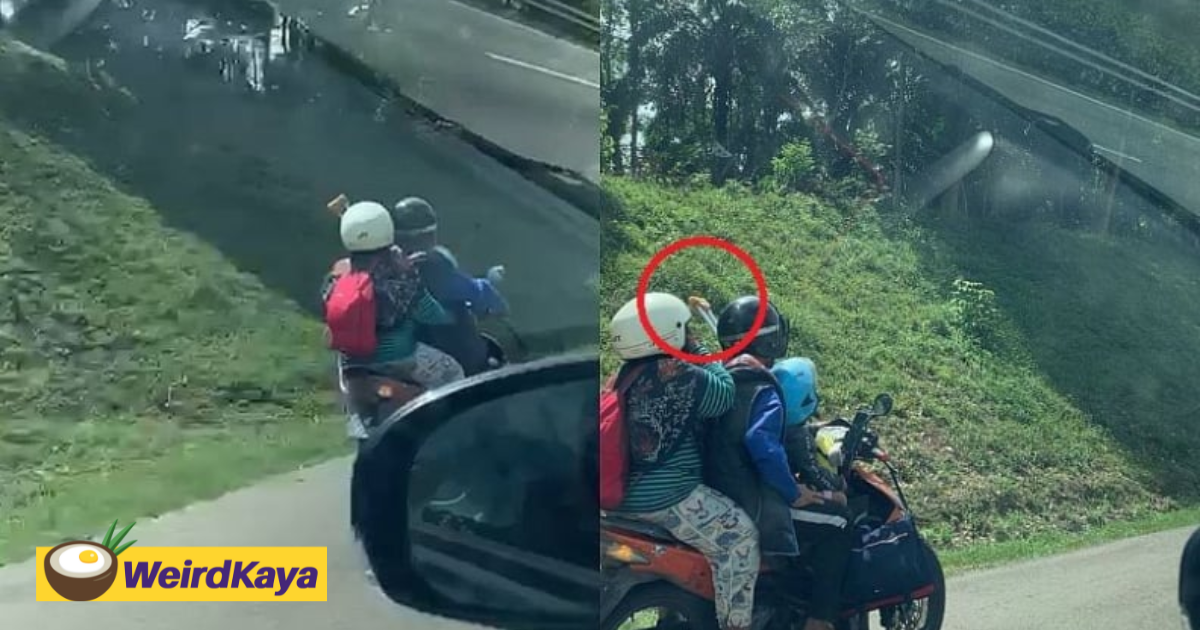 M'sian saddened to see family packed with belongings on motorbike during 120km 'balik kampung' trip | weirdkaya