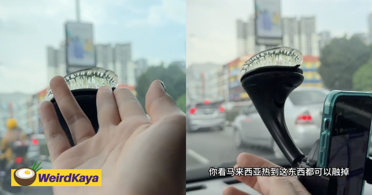 M'sian shocked to see phone holder’s adhesive melt under the hot sun | weirdkaya