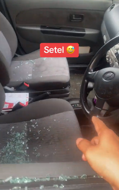 M'sian teen shows off destroyed car window