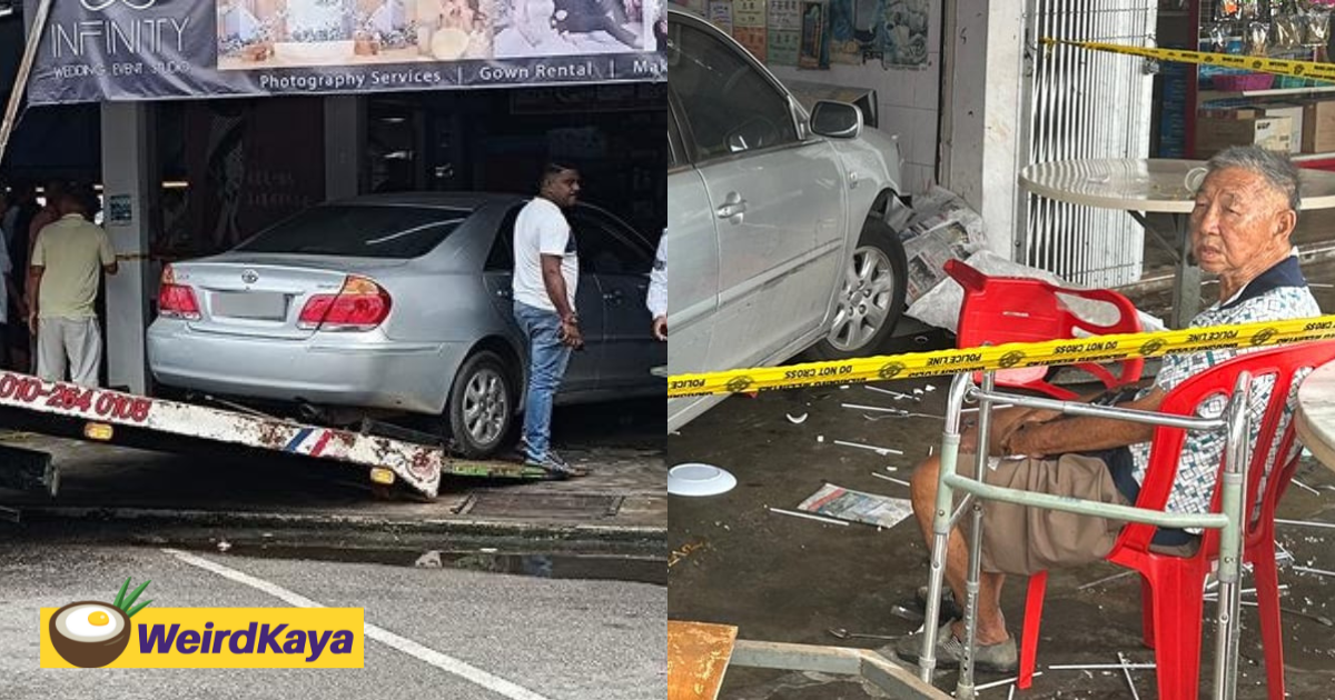 M’sian uncle who lost his wife after car crashes into kopitiam remains at scene in grief | weirdkaya