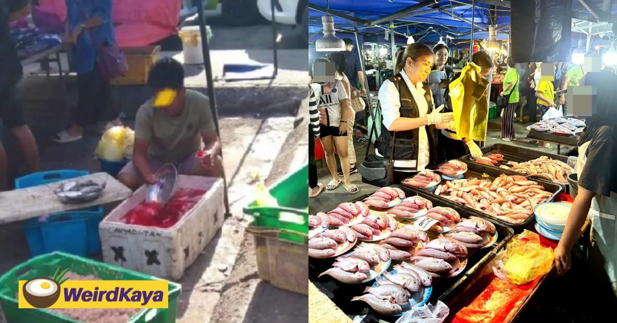 M'sian vendor allegedly uses food coloring to make fish appear fresher at sabah market | weirdkaya