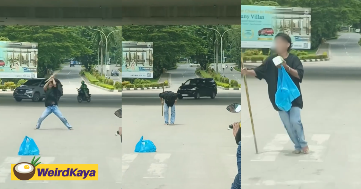 Vendor performs in the middle of the road to sell tissue, netizens worried for his safety | weirdkaya