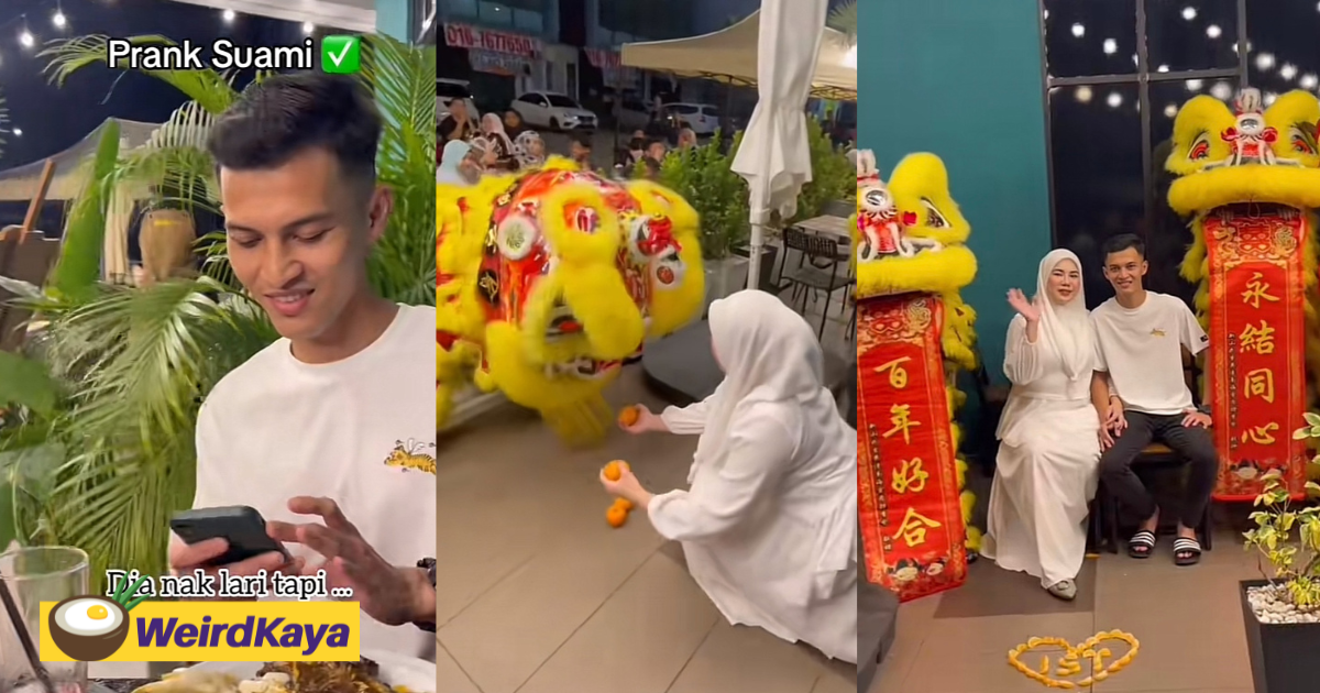M'sian wife surprises hubby with lion dance for their first wedding anniversary | weirdkaya