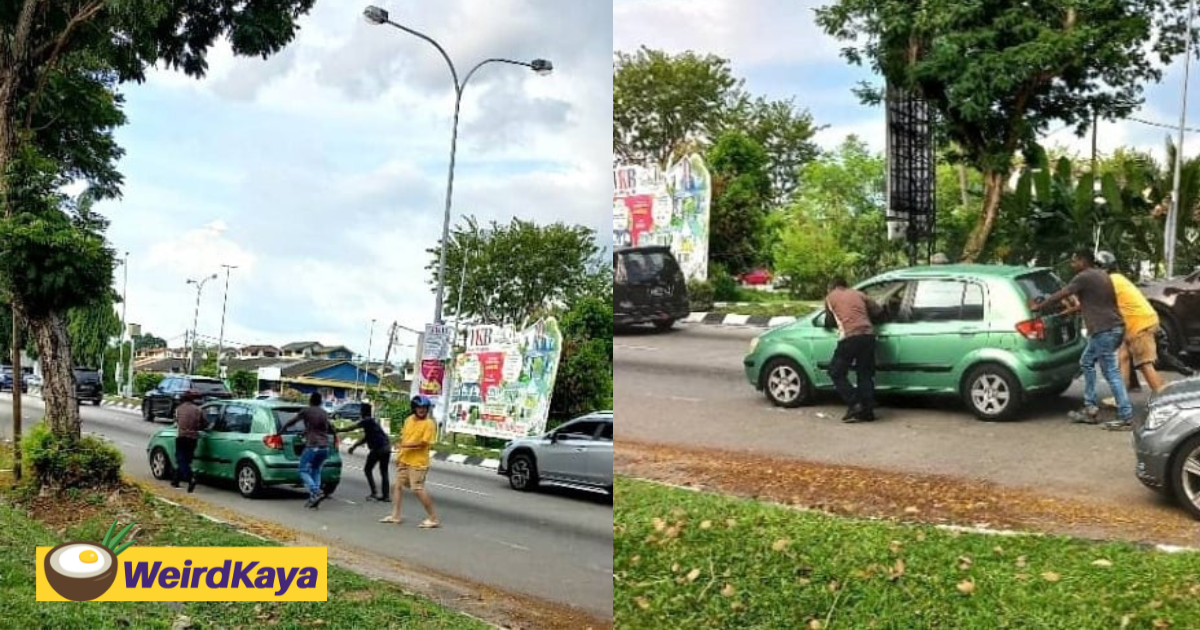 M'sian Woman Moved To See All Races Unite In Pushing Broken Down Car 