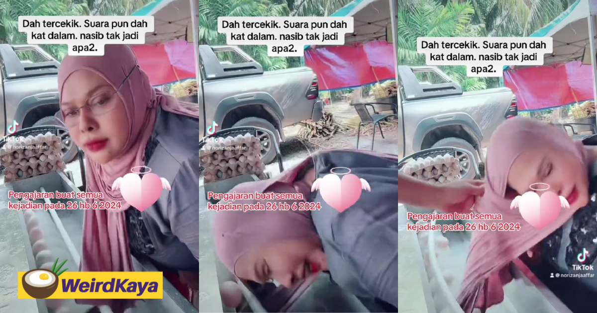 M'sian woman narrowly escapes after hijab gets caught inside machine | weirdkaya