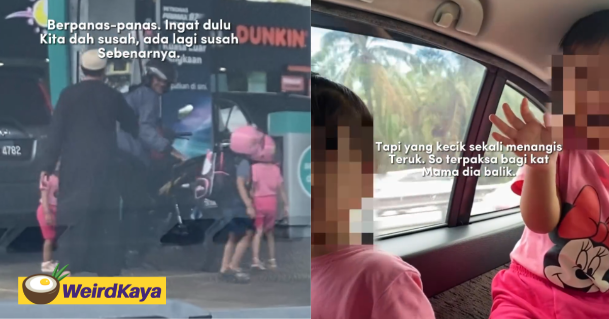 M'sian woman offers mother fetching 3 kids on motorcycle a ride in her car | weirdkaya