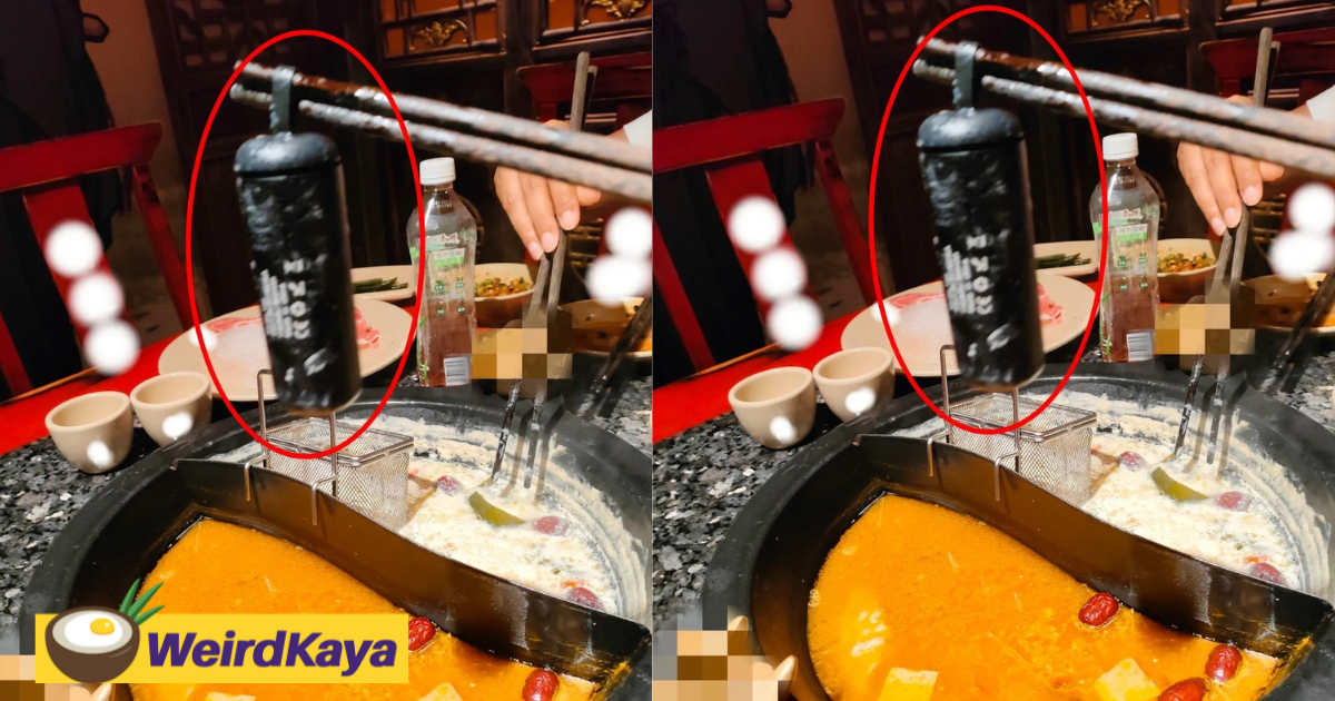M’sian woman shocked to find object resembling a battery inside steamboat at jb restaurant  | weirdkaya