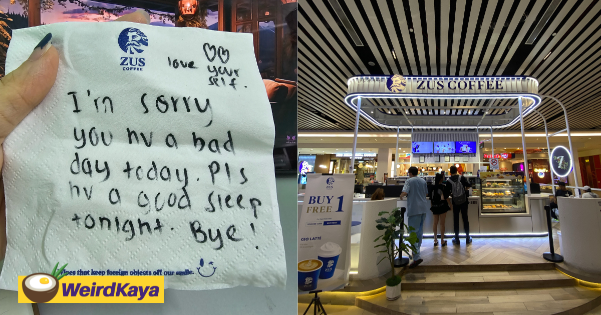 M'sian woman touched by heartwarming note from zus coffee staff who noticed she was sad  | weirdkaya