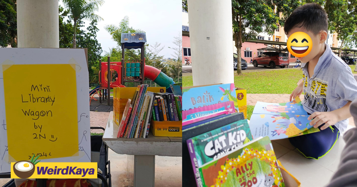 M'sian woman wins netizens' praise for setting up mini library in playground for children | weirdkaya