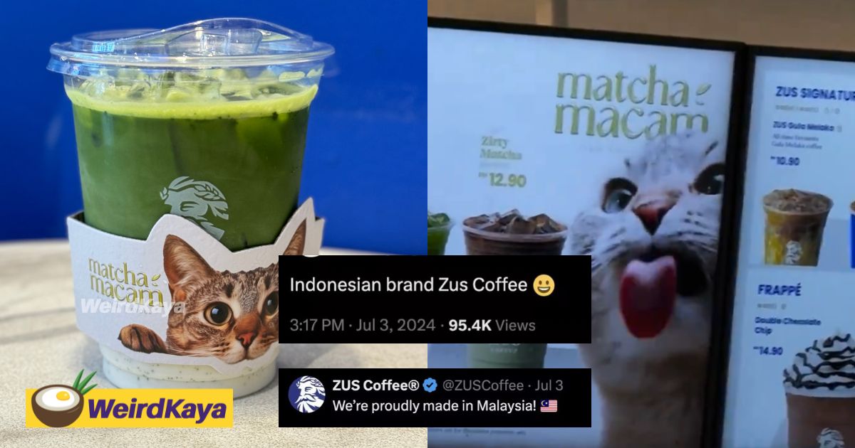 'it belongs to us! '- m'sians fume over troll's claim that zus coffee is indonesia's after cat ad goes viral globally | weirdkaya
