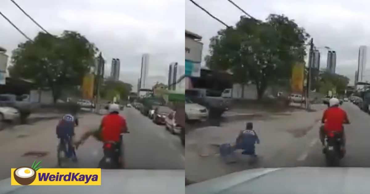 M’sians outraged by motorcyclist kicking cyclist for blocking the road | weirdkaya
