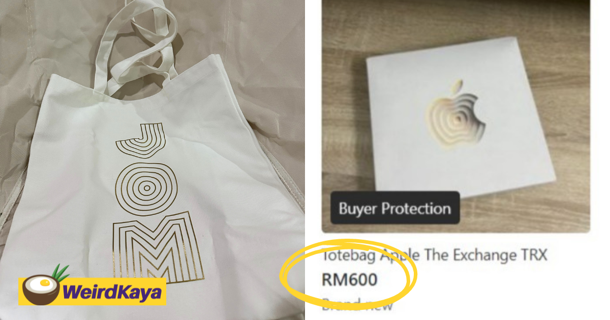 M'sians sell trx apple store complimentary tote bag for up to rm600 on carousell | weirdkaya