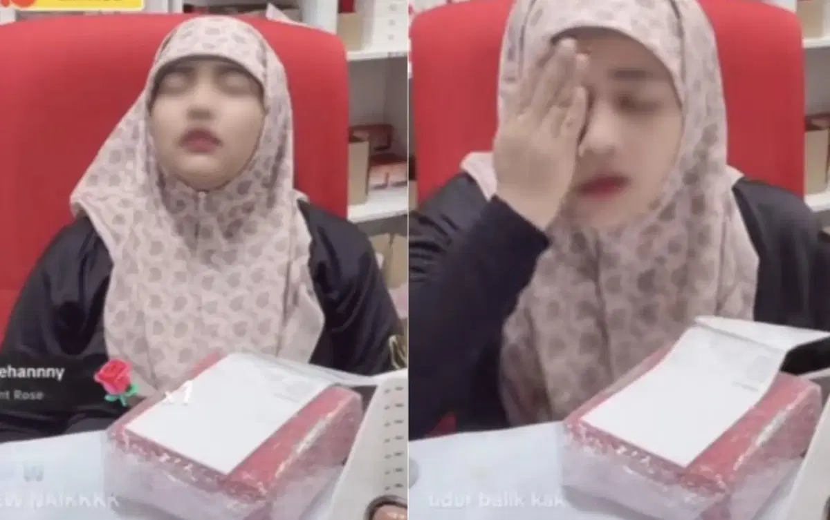 female worker sleeping on livestream -1