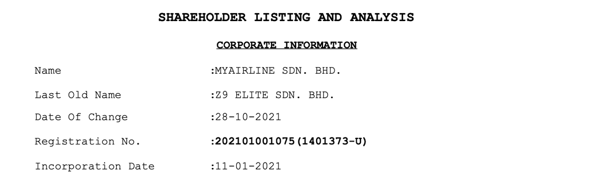 Myairline corportate information