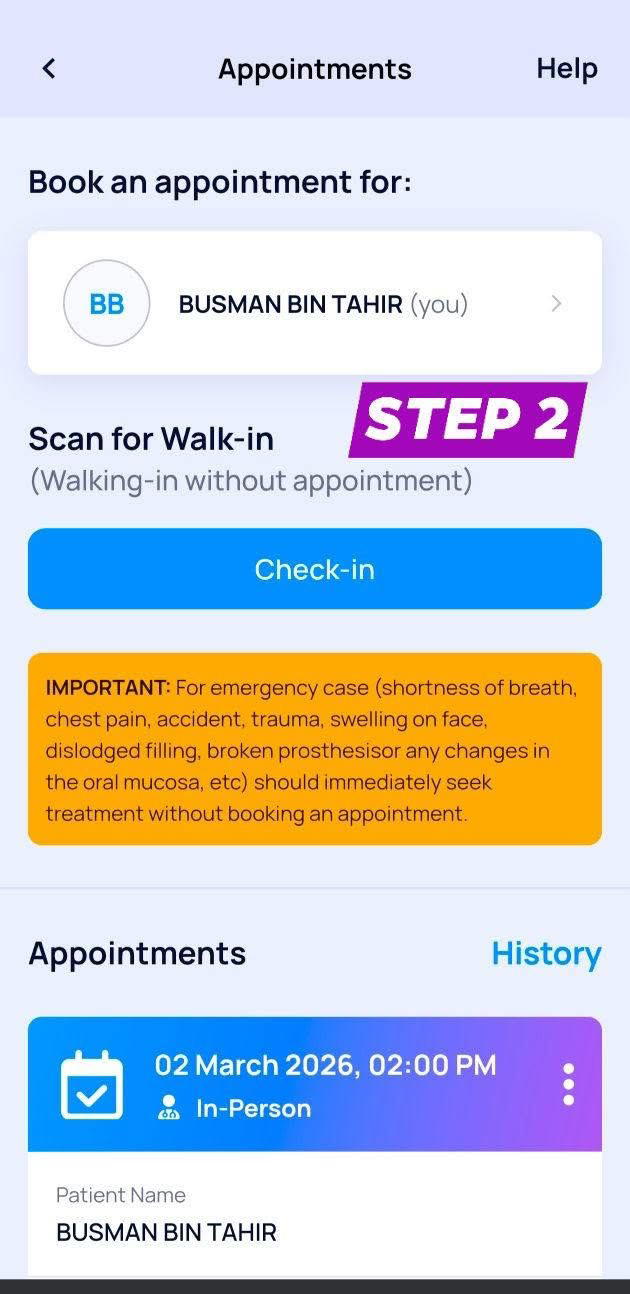 mysejahtera booking appointment